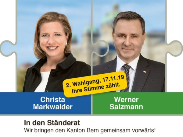 2. Wahlgang Ständerat: Zweierticket Markwalder/Salzmann wählen!